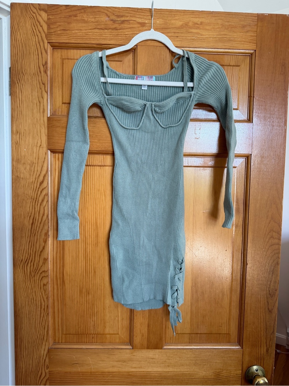 Urban Outfitters Sage Green Ribbed Knit Bodycon Dress – Size XS